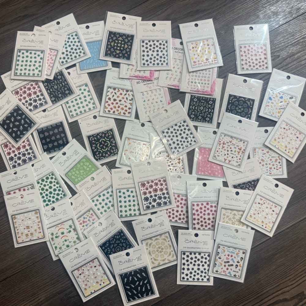 50 Pack Crème Shop 3D Nail Art Lot Self Stick Decals NEW